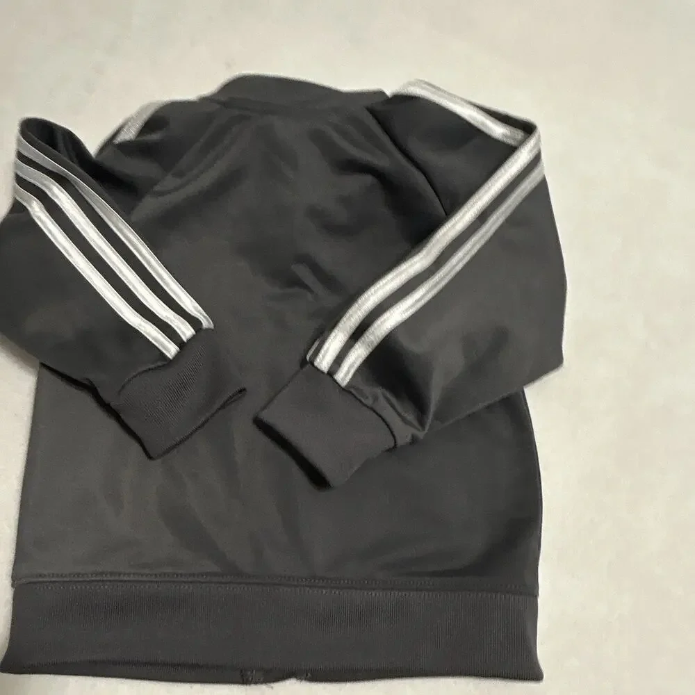 adidas Baby 2pc Track Jacket & Pants Set Gray Full Zip Logo 9-12 Months